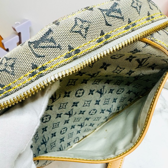 EUC Vintage Louis Vuitton Jeanne GM Blue Mini Lin Canvas Round Shoulder Bag - Picture 14 of 16